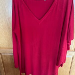 Elegant Red V-Neck Women's Top